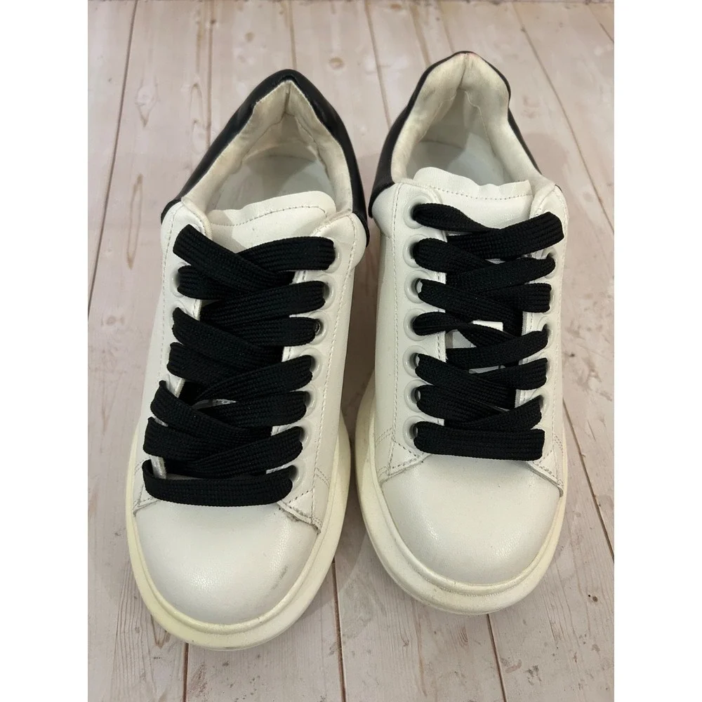 Steve Madden Gaines White Faux Leather Chunky Women's Platform Sneakers Sz 4M